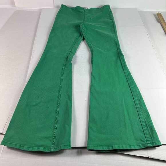 We The Free Jeans Women's 31x31* Penny Pull On Mid Rise Flare Green Denim Tag 29 - Picture 1 of 16